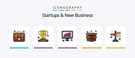 iniciantes e Novo o negócio linha preenchidas 5 ícone pacote Incluindo . gráfico. caminho. análise. alvo. criativo ícones Projeto vetor