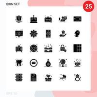 moderno conjunto do 25 sólido glifos e símbolos tal Como crescimento alvo ociosidade do utilizador desemprego editável vetor Projeto elementos