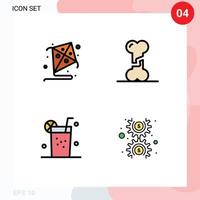 do utilizador interface pacote do 4 básico linha preenchida plano cores do pipa suco osso humano dólar editável vetor Projeto elementos