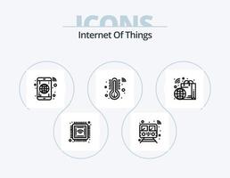 Internet do coisas linha ícone pacote 5 ícone Projeto. definir. cabeça. inteligente. gadget. coração batida vetor