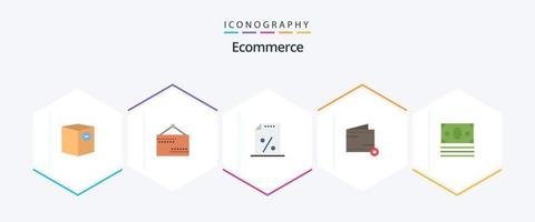 comércio eletrônico 25 plano ícone pacote Incluindo não. e. placa. comércio. imposto vetor