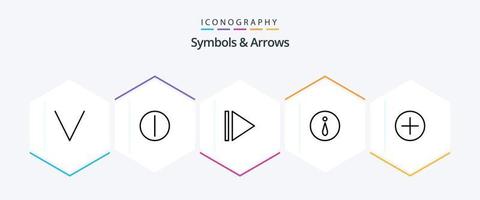 símbolos e Setas; flechas 25 linha ícone pacote Incluindo . info. Novo vetor