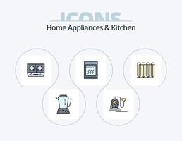 casa eletrodomésticos e cozinha linha preenchidas ícone pacote 5 ícone Projeto. lar. pallat. lar. prato. cozinha vetor