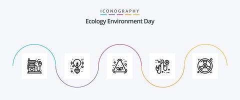 ecologia linha 5 ícone pacote Incluindo eco. elétrico plugue. iluminação. ecologia. reciclar vetor