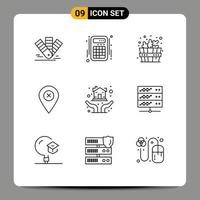 9 criativo ícones moderno sinais e símbolos do casa empréstimo PIN contas navegação localização editável vetor Projeto elementos