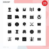 Móvel interface sólido glifo conjunto do 25 pictogramas do mesa disposição infantil clima natureza editável vetor Projeto elementos