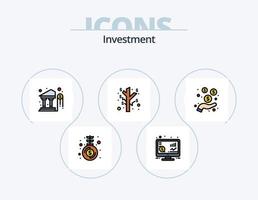 investimento linha preenchidas ícone pacote 5 ícone Projeto. dinheiro. finança. ideia. moedas. investimento vetor