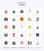 criativo feriados 25 plano ícone pacote tal Como Natal. mala. casado. feriado. Natal vetor