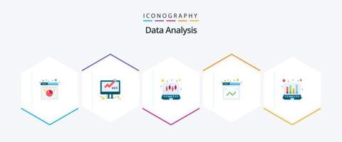 dados análise 25 plano ícone pacote Incluindo relatório. dados. seo. negócios. análise vetor