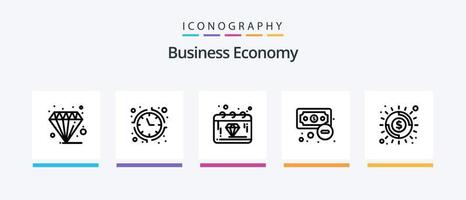 economia linha 5 ícone pacote Incluindo economia. bancário. documento. estoque. economia. criativo ícones Projeto vetor