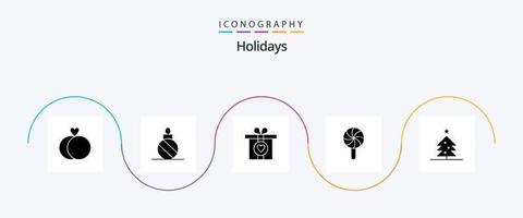 feriados glifo 5 ícone pacote Incluindo . Natal. amar. árvore. feriado vetor