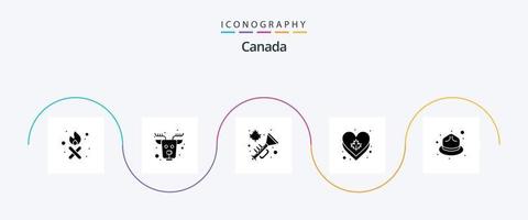 Canadá glifo 5 ícone pacote Incluindo chapéu. latão. amar. Canadá vetor