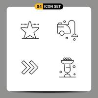 4 linha conceito para sites Móvel e apps cinema certo limpar \ limpo vácuo cozinhando editável vetor Projeto elementos