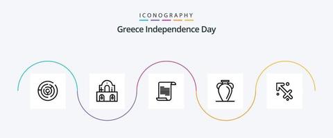 Grécia independência dia linha 5 ícone pacote Incluindo Sagitário. vaso. arquivo. nação. Grécia vetor