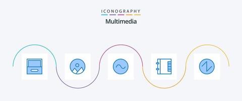 multimídia azul 5 ícone pacote Incluindo . aceno. aceno. som vetor
