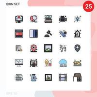 do utilizador interface pacote do 25 básico preenchidas linha plano cores do inteligência o negócio cama vídeo Câmera editável vetor Projeto elementos