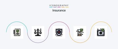 seguro linha preenchidas plano 5 ícone pacote Incluindo . seguro. segurança. proteger. escudo vetor