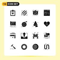 universal ícone símbolos grupo do 16 moderno sólido glifos do casa projeto dinheiro desenvolvimento css editável vetor Projeto elementos