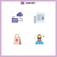 Móvel interface plano ícone conjunto do 4 pictogramas do nuvem saco Arquivo escritório ovo editável vetor Projeto elementos