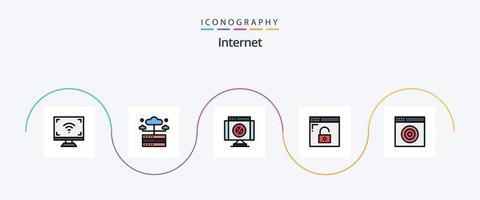 Internet linha preenchidas plano 5 ícone pacote Incluindo encontrar. privacidade. servidor. Internet. Pare vetor