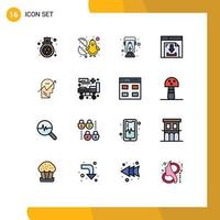 16 plano cor preenchidas linha conceito para sites Móvel e apps gráfico multimídia luminária Internet Setas; flechas editável criativo vetor Projeto elementos