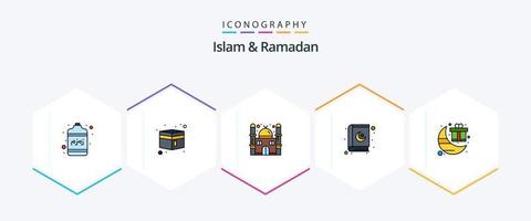islamismo e Ramadã 25 linha preenchida ícone pacote Incluindo Ramadã. presente. mesquita. celebração. islamismo vetor