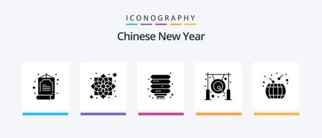 chinês Novo ano glifo 5 ícone pacote Incluindo China. metal. chinês. gongo. Sino. criativo ícones Projeto vetor