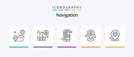 navegação linha 5 ícone pacote Incluindo . navegação. satélite. localização. seta. criativo ícones Projeto vetor