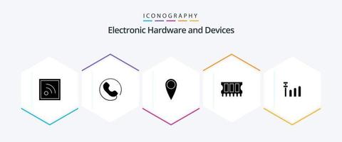 dispositivos 25 glifo ícone pacote Incluindo . hardware. sinal vetor