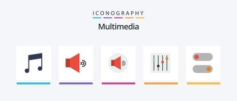 multimídia plano 5 ícone pacote Incluindo . afinação. . criativo ícones Projeto vetor