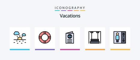Férias linha preenchidas 5 ícone pacote Incluindo crianças . infância . diversão . assistir. criativo ícones Projeto vetor