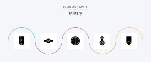 militares glifo 5 ícone pacote Incluindo prêmio. tubo. classificação. massa arma. militares vetor