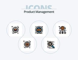 produtos gestão linha preenchidas ícone pacote 5 ícone Projeto. pagar. ampliando. contexto. dinheiro. produtos vetor