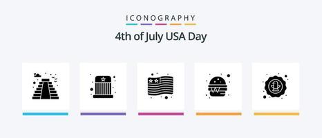 EUA glifo 5 ícone pacote Incluindo celebração. americano. país. refeição. rápido. criativo ícones Projeto vetor