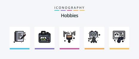 hobbies linha preenchidas 5 ícone pacote Incluindo . escrever. passatempo. passatempo. passatempo. criativo ícones Projeto vetor