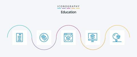 Educação azul 5 ícone pacote Incluindo aprendizado. Educação. aprendizado. escola. Aprendendo vetor