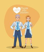ilustração vetorial de personagens de casal médico profissional vetor