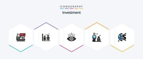 investimento 25 linha preenchida ícone pacote Incluindo . dinheiro. investimento. global investimento. investidor vetor