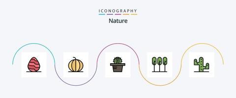 natureza linha preenchidas plano 5 ícone pacote Incluindo . deserto. vegetal. cacto. árvore vetor