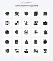 criativo tarefa e projeto gestão 25 glifo sólido Preto ícone pacote tal Como arquivo. conta. visualizar.. projetor vetor