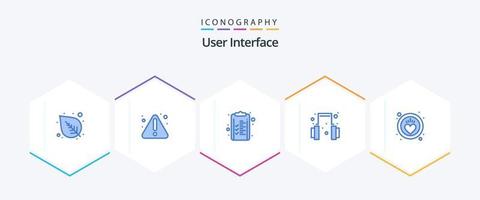 do utilizador interface 25 azul ícone pacote Incluindo . Cuidado. prancheta. coração. Apoio, suporte vetor