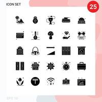 25 sólido glifo conceito para sites Móvel e apps tanque militares coração canhão remédio editável vetor Projeto elementos
