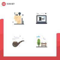 4 plano ícone conceito para sites Móvel e apps arte charuto do utilizador computador portátil dia editável vetor Projeto elementos