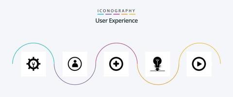 do utilizador experiência glifo 5 ícone pacote Incluindo meios de comunicação . claro. elétrico . vetor