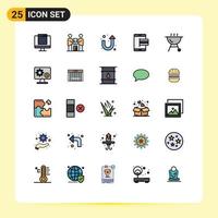 Móvel interface preenchidas linha plano cor conjunto do 25 pictogramas do pagar Móvel parceria e você virar editável vetor Projeto elementos