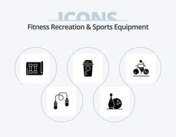 ginástica lazer e Esportes equipamento glifo ícone pacote 5 ícone Projeto. atividade. Esportes. equipamento. lazer. garrafa vetor