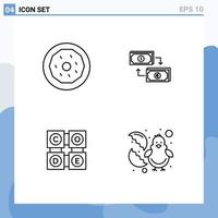 conjunto do 4 moderno ui ícones símbolos sinais para sobremesa financeiro lanche dólar código editável vetor Projeto elementos