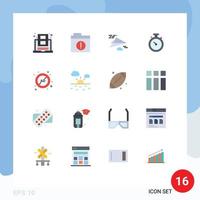 16 plano cor conceito para sites Móvel e apps de Anúncios quadra PIN papel avião navegação bússola editável pacote do criativo vetor Projeto elementos