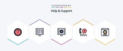 Socorro e Apoio, suporte 25 linha preenchida ícone pacote Incluindo bate-papo alerta. bolha. serviço. apoiar. interface vetor