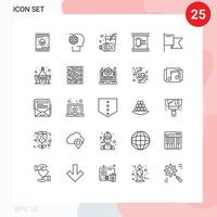 25 do utilizador interface linha pacote do moderno sinais e símbolos do país filme bobina pessoal tira de filme cinema editável vetor Projeto elementos